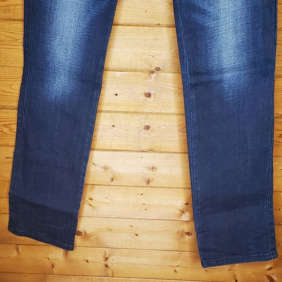 ♥️ REROCK FOR EXPRESS JEANS straight, medium-dark shiny zipper/pockets S… - Picture 2 of 10